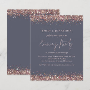 BUDGET Rose Gold Glitzer Grauer Abend Einladung