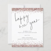 Budget Rose Gold Glitzer Happy New Year Card (Vorderseite)