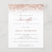 Budget Rose Gold Glitzer Hen Night White Einladung (Vorderseite)