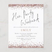 Budget Rose Gold Glitzer Hen Party Wochenende (Vorderseite)