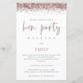 Budget Rose Gold Glitzer Hen Party Wochenende Einl (Vorderseite)