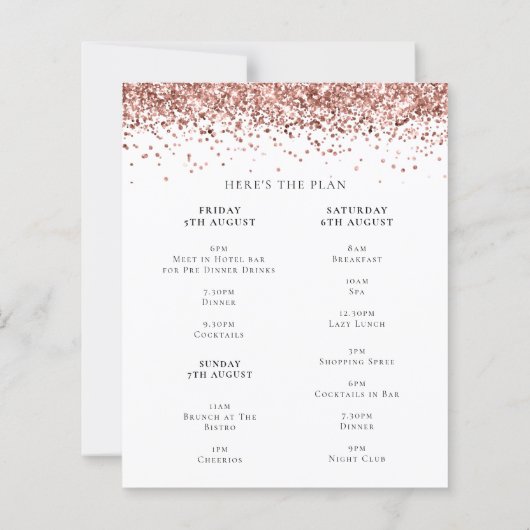 Budget Rose Gold Glitzer Hen Tours Einladung (Rückseite)