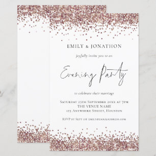 Budget Rose Gold Glitzer Hochzeit Abend Einladung