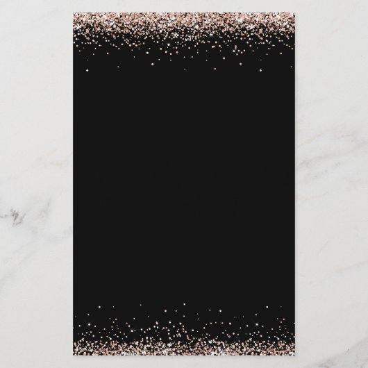 Budget Rose Gold Glitzer Hochzeit Black Menu (Rückseite)