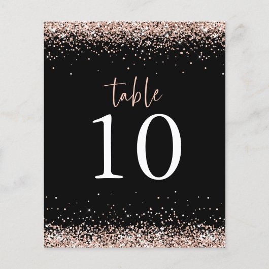 Budget Rose Gold Glitzer Hochzeit Black Table No (Rückseite)