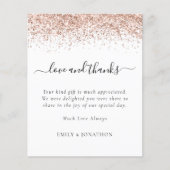 Budget Rose Gold Glitzer Hochzeit Liebe und Dank (Vorderseite)