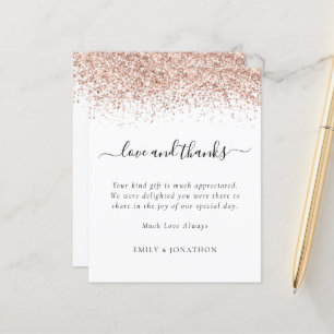 Budget Rose Gold Glitzer Hochzeit Liebe und Dank