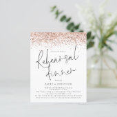 Budget Rose Gold Glitzer Hochzeit Probe Dinner (Stehend Vorderseite)