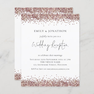 BUDGET Rose Gold Glitzer Hochzeitsempfang Einladun