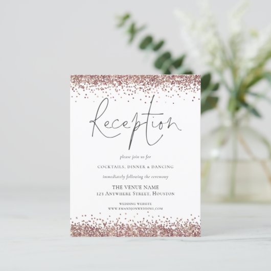 Budget Rose Gold Glitzer Hochzeitsempfang Encl (Stehend Vorderseite)