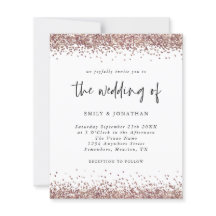 Budget Rose Gold Glitzer Hochzeitsweiße Einladung