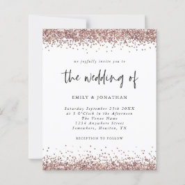 Budget Rose Gold Glitzer Hochzeitsweiße Einladung