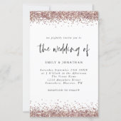 Budget Rose Gold Glitzer Hochzeitsweiße Einladung (Vorderseite)