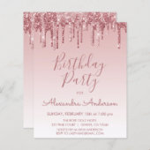 Budget Rose Gold Glitzer jedes Alter Geburtstag (Vorne/Hinten)