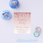 Budget Rose Gold Glitzer jedes Alter Geburtstag Flyer (Einzeln)