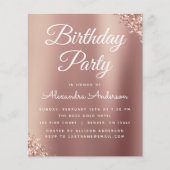 Budget Rose Gold Glitzer jedes Alter Geburtstag Flyer (Vorne)