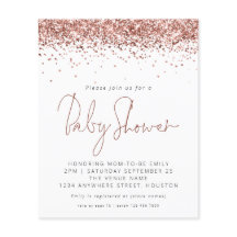 Budget Rose Gold Glitzer Kinderdusche Einladung