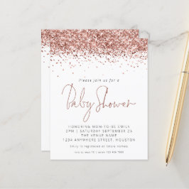 Budget Rose Gold Glitzer Kinderdusche Einladung
