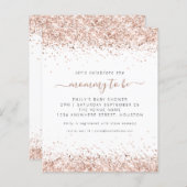 Budget Rose Gold Glitzer Kinderdusche Einladung (Vorne/Hinten)