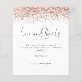 Budget Rose Gold Glitzer Liebe und Dank Hochzeit