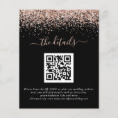 Budget Rose Gold Glitzer QR Black Wedding Details (Vorderseite)