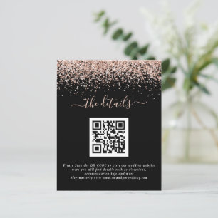 Budget Rose Gold Glitzer QR Black Wedding Details