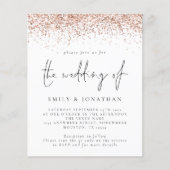 Budget Rose Gold Glitzer QR Code Einladung (Vorderseite)