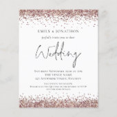 Budget Rose Gold Glitzer QR Code Einladung (Vorderseite)