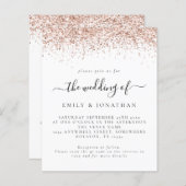 Budget Rose Gold Glitzer QR-Code Hochzeit Einladun (Vorne/Hinten)