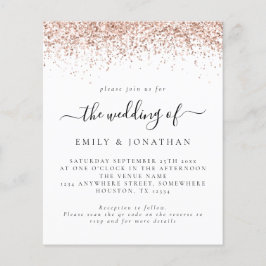 Budget Rose Gold Glitzer QR-Code Hochzeit Einladun