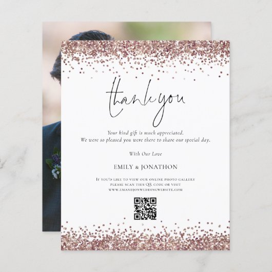 Budget Rose Gold Glitzer QR Code Hochzeit Vielen D (Vorne/Hinten)