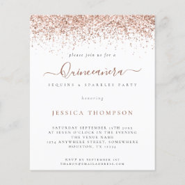Budget Rose Gold Glitzer Quinceañera Einladung