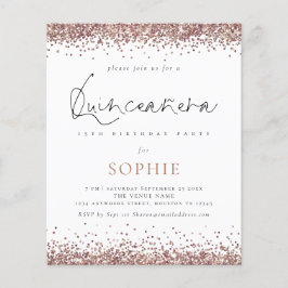 Budget Rose Gold Glitzer Quinceanera Party Einladu