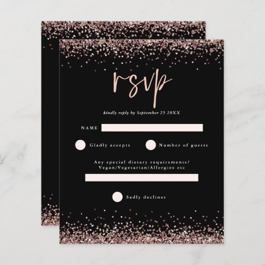 Budget Rose Gold Glitzer Script Black UAWG (Vorne/Hinten)