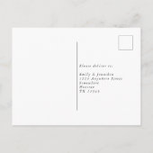 Budget Rose Gold Glitzer Script Black Wedding RSVP Postkarte (Rückseite)