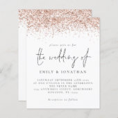 Budget Rose Gold Glitzer Script Einladung (Vorne/Hinten)
