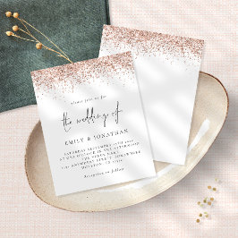 Budget Rose Gold Glitzer Script Einladung