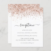 Budget Rose Gold Glitzer Script Hochzeitsempfang (Vorne/Hinten)