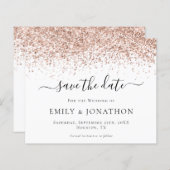 Budget Rose Gold Glitzer Script Save the Date (Vorne/Hinten)