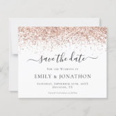 Budget Rose Gold Glitzer Script Save the Date (Vorderseite)