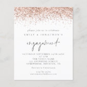 Budget Rose Gold Glitzer Script Verlobung einladen (Vorderseite)