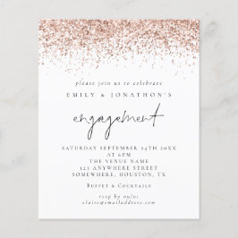 Budget Rose Gold Glitzer Script Verlobung einladen