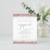 Budget Rose Gold Glitzer Script Verlobung einladen (Stehend Vorderseite)
