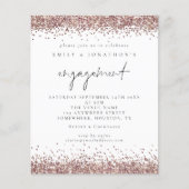 Budget Rose Gold Glitzer Script Verlobung einladen (Vorderseite)