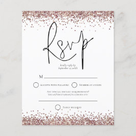Budget Rose Gold Glitzer Script Wedding RSVP