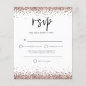 Budget Rose Gold Glitzer Script Wedding RSVP (Vorderseite)