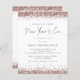 Budget Rose Gold Glitzer Silvester Party Invit