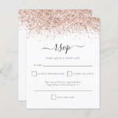 Budget Rose Gold Glitzer Skript Hochzeit RSVP (Vorne/Hinten)