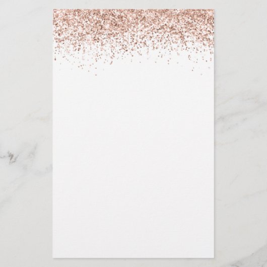 Budget Rose Gold Glitzer Skript Hochzeitmenü (Rückseite)