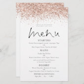 Budget Rose Gold Glitzer Skript Hochzeitmenü (Vorne/Hinten)
